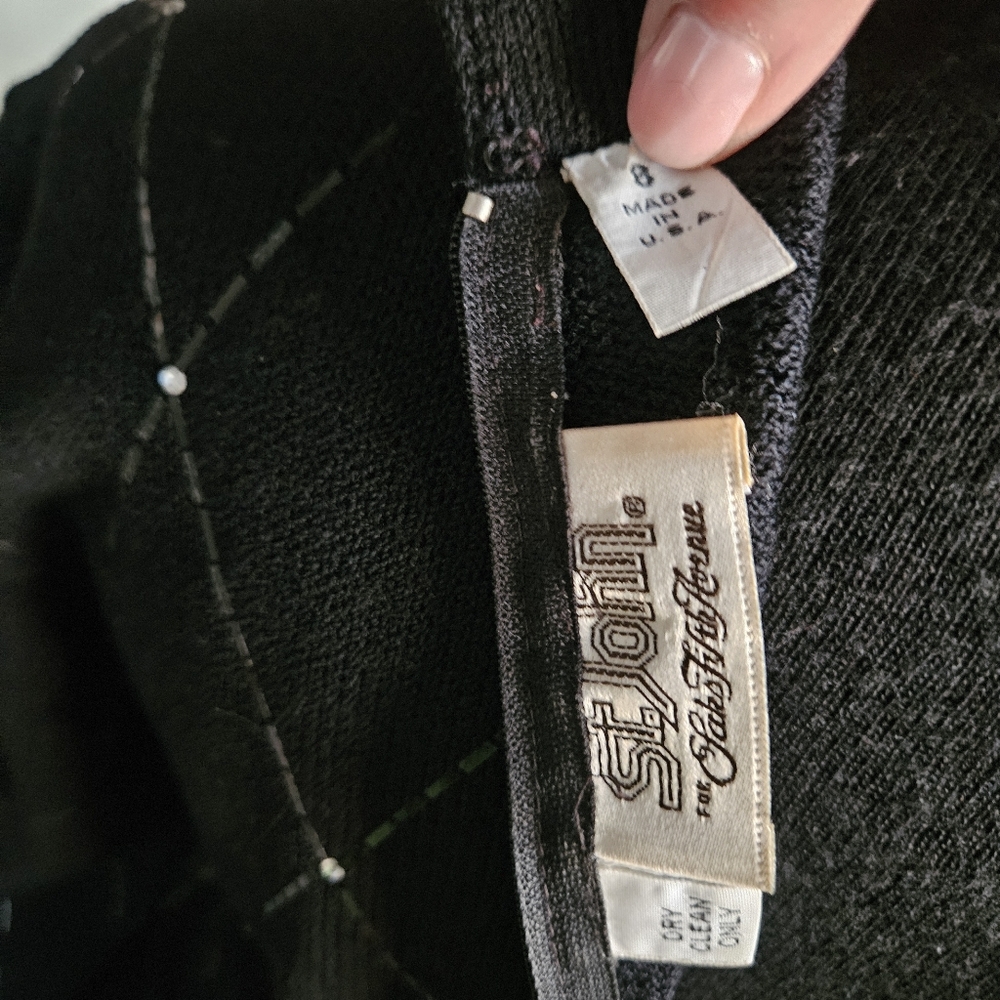 *St. John* Black Knitting Dress with Silver Accents - Picture 10 of 14